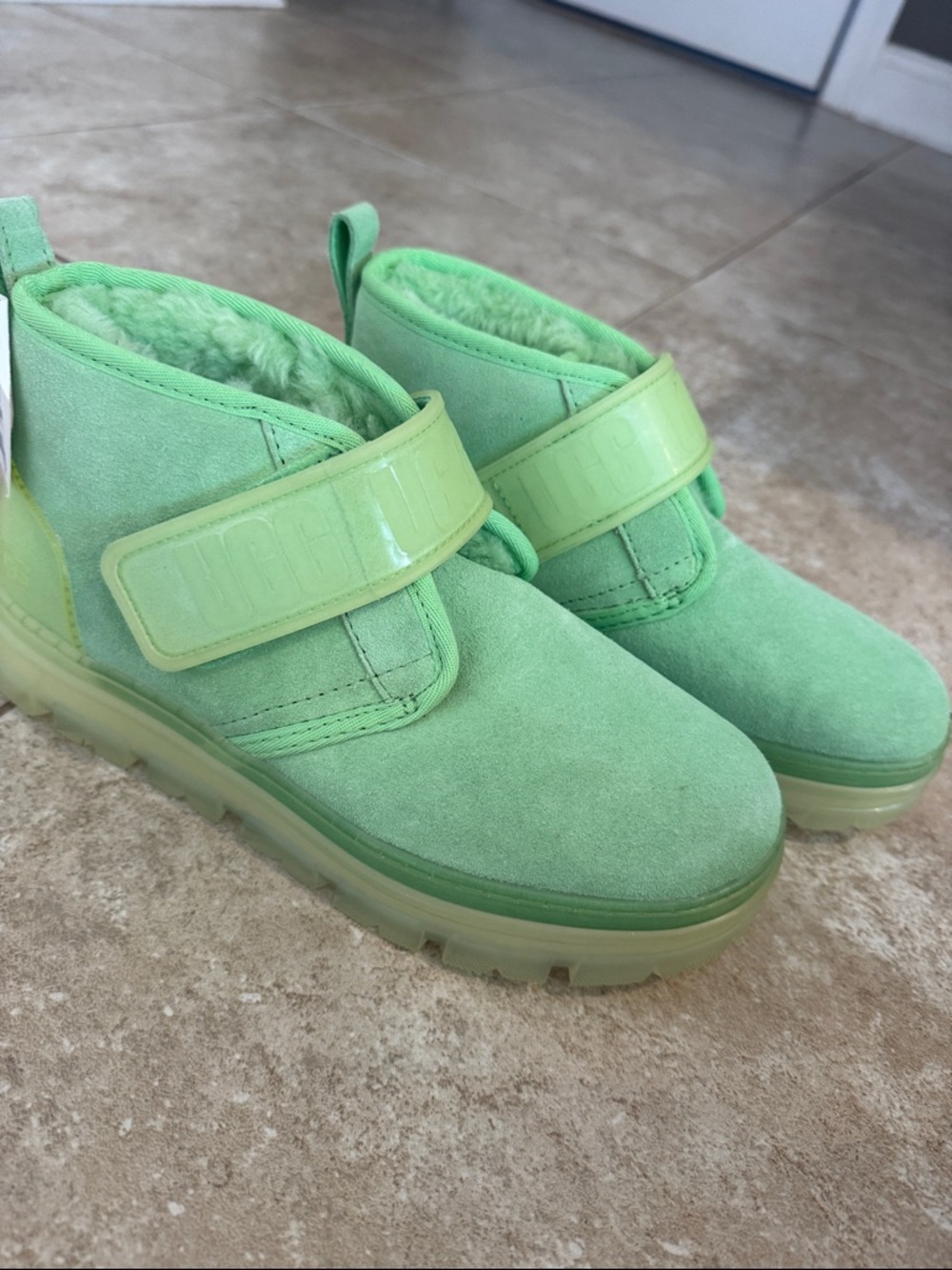 UGG Kids Mint Green Suede Velcro Winter Boots
